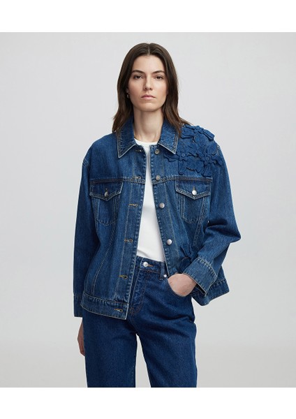 Çiçek Aplikeli Denim Mont Is1250012018629 fiyatları