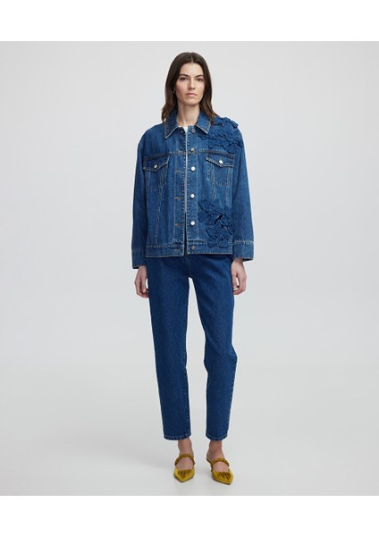 Çiçek Aplikeli Denim Mont Is1250012018629 modelleri