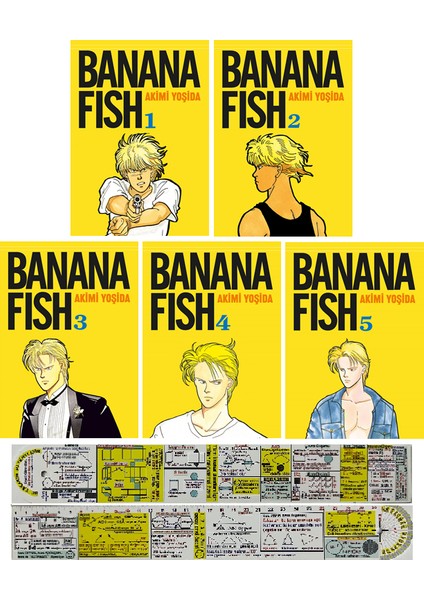 Banana Fish 1. 2. 3. 4. 5. Ciltler Manga Seti (Matematik Öğreten Cetvel) - Akimi Yoşida