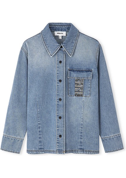 Işlemeli Denim Gömlek IS1250025130629