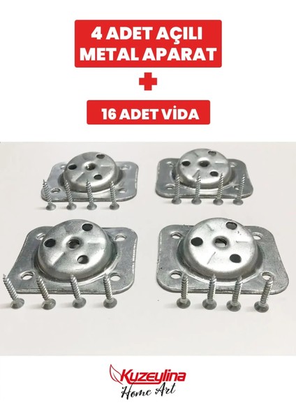 4 Adet Metal Sehpa ve Ahşap Ayak Bağlantı Aparatı Açılı Ayak Aparatı Zigon Sehpa Masa Koltuk Puf