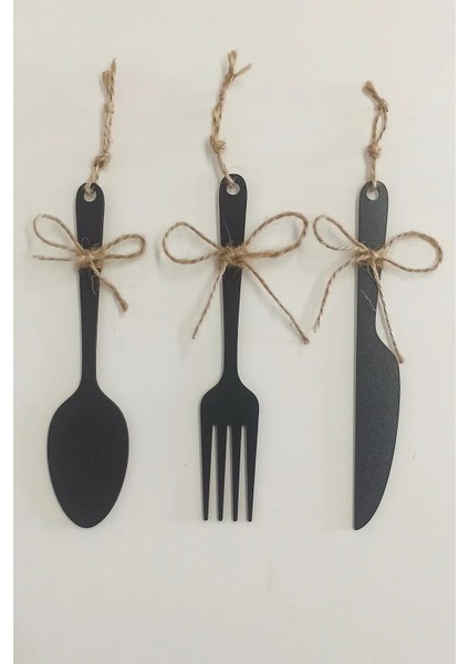 3 Parça Dekoratif Ahşap Çatal-Kaşık-Bıçak Seti Mutfak, Kahve Köşesi, Raf, Askı Süsü, Dolap,(19 Cm) modelleri