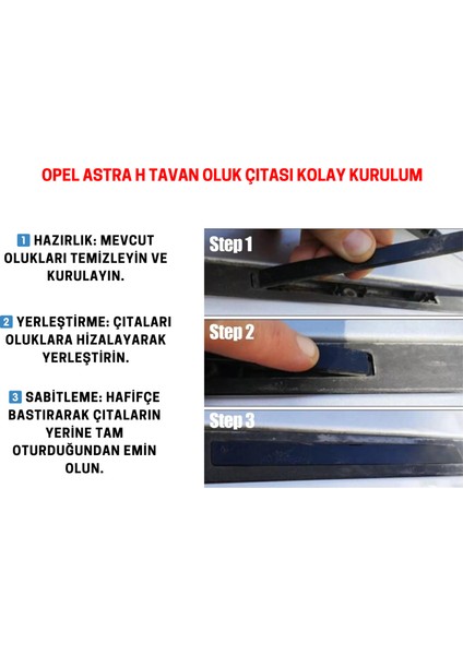 Opel Astra H 4'lü Ön Arka Tavan Oluk Çıta Kapakları Siyah