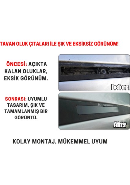Opel Astra H 4'lü Ön Arka Tavan Oluk Çıta Kapakları Siyah