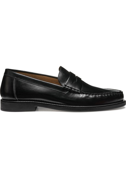 Erkek Siyah U Recanati - Brushs.lea Deri Casual Loafer U55HVB00038C9999