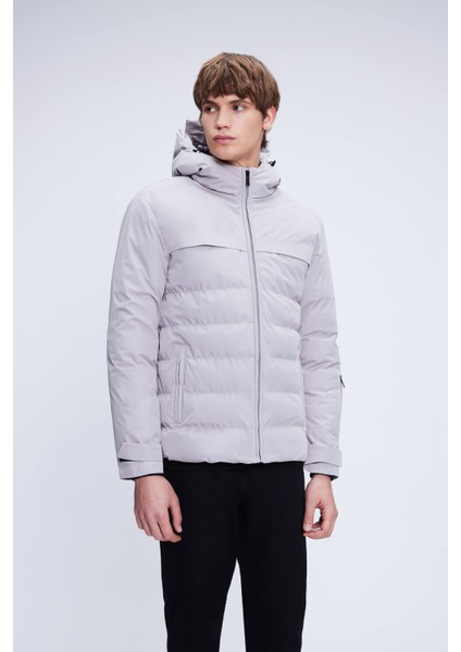 Taş Regular Fit Hakim Yaka Kapüşonlu Kaban