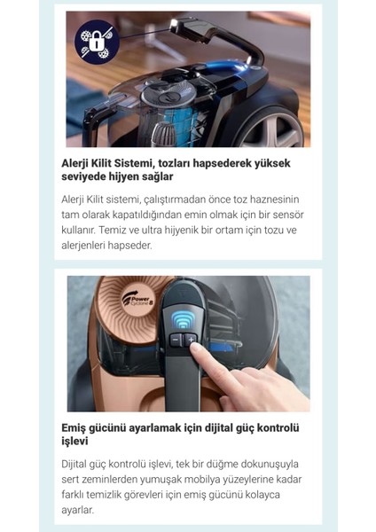 Hepa Filtreli Torbasız Elektrikli Süpürge - Süper Turbo Fırça Ile Etkili Temizlik Performansı - Onerous Lambader Hediye fiyatları