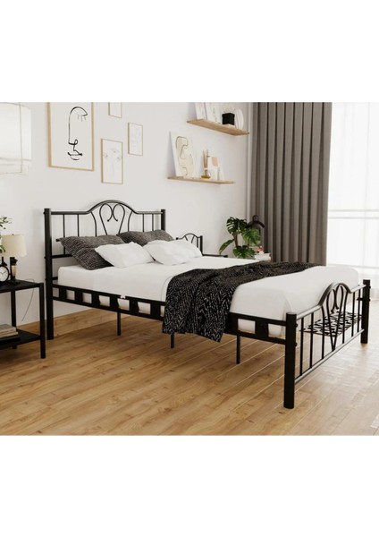 Orkide Tek Kişilik Ferforje Siyah Metal Karyola 120 x 200