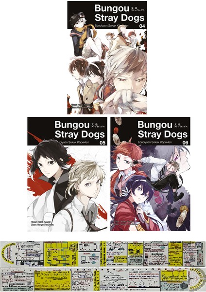 Bungou Stray Dogs 4. 5. 6. Ciltler Manga Seti (Matematik Öğreten Cetvel) - Kafka Asagiri
