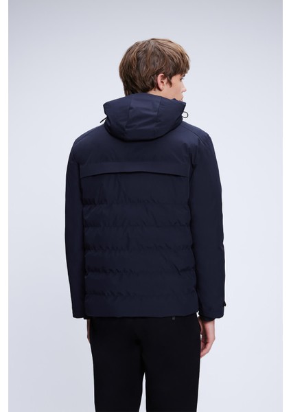 Lacivert Regular Fit Hakim Yaka Kapüşonlu Kaban indirimleri
