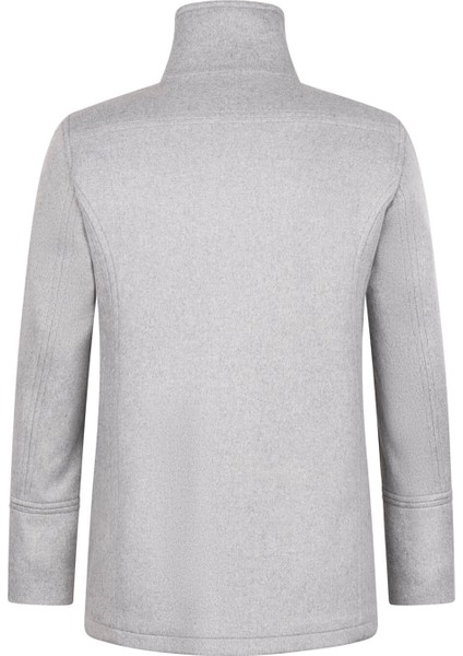 Gri Slim Fit Kruvaze Yünlü Kaşe Kaban