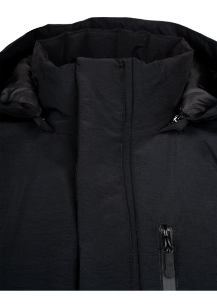 Siyah Regular Fit Hakim Yaka Kapüşonlu Kaban modelleri