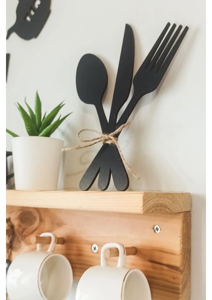 3'lü Dekoratif Ahşap Çatal-Kaşık-Bıçak Seti Mutfak, Kahve Köşesi, Dolap, Raf, Askı Süsü(19 Cm) modelleri