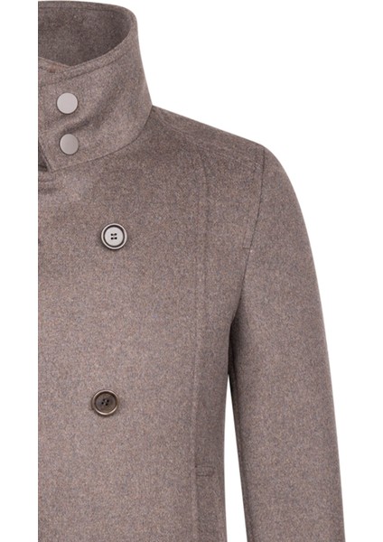 Kahverengi Slim Fit Kruvaze Yünlü Kaşe Kaban modelleri