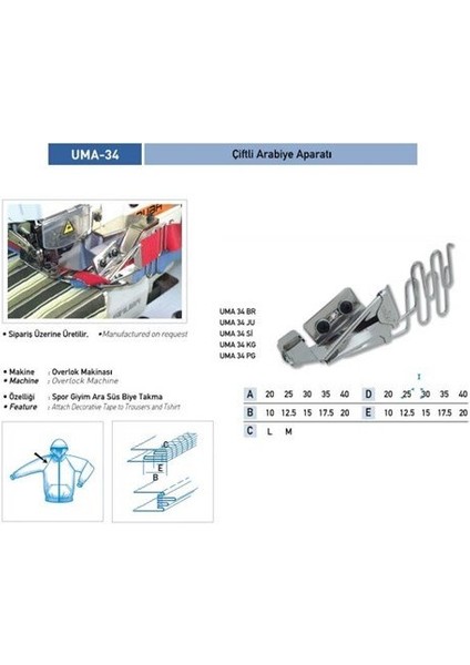 Çift Arabiye Aparatı 25X12MM / Uma-34