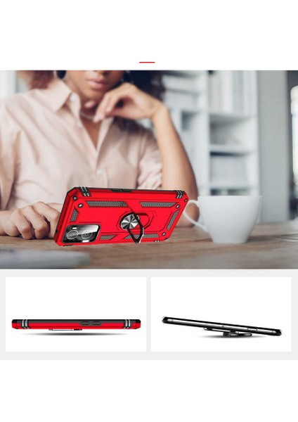 Oppo A96 4g Kılıf Magnetik Stand Olabilen Kamera Korumalı Vega Kapak - Siyah + Cam Ekran Koruyucu modelleri