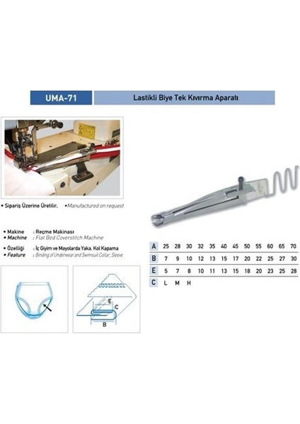 Lastikli Biye Tek Kıvırma Aparatı 25X8 / Uma-71