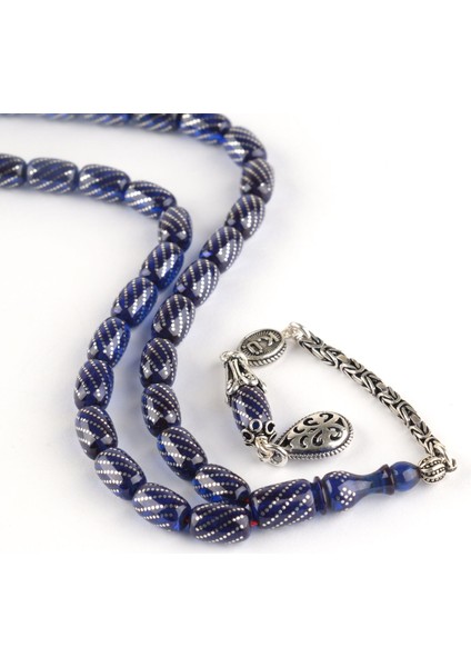 Ateş Kehribar 925 Ayar Gümüş Çakım ve Püskül Kapsül Kesim 7X11 mm Tesbih