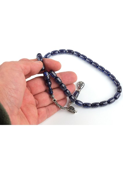Ateş Kehribar 925 Ayar Gümüş Çakım ve Püskül Kapsül Kesim 7X11 mm Tesbih