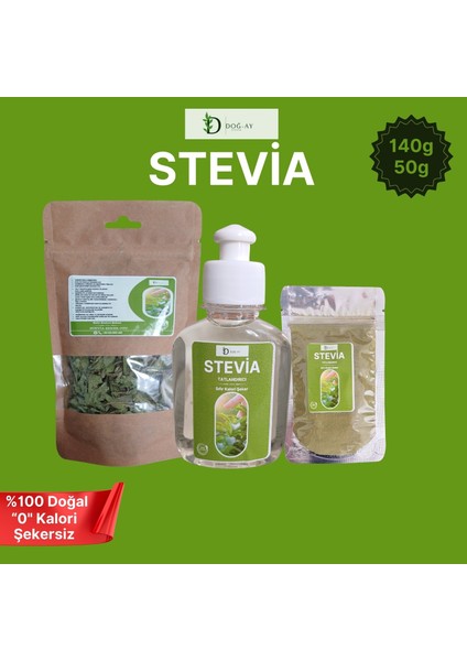 ”0”(Sıfır) Kalori, “0” (Sıfır) Enerji Şeker Otu Kullanıma Hazır 100 gr Yaprak ve 140 gr Sıvı