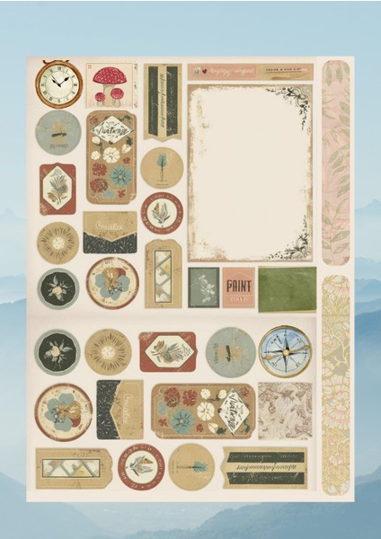 Vintage Temalı 12*17 cm Sticker / Scrapbook, Bullet Journal, Planlayıcı, Ajanda Için