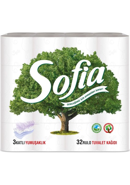 3 Katlı 32'li Tuvalet Kağıdı + Sofia Limon Kokulu 3 Katlı 8'li Kağıt Havlu (2'li Set)