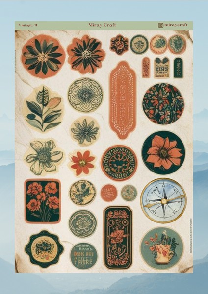 Vintage Temalı 12*17 cm Sticker /scrapbook, Bullet Journal, Planlayıcı, Ajanda Için fiyatları
