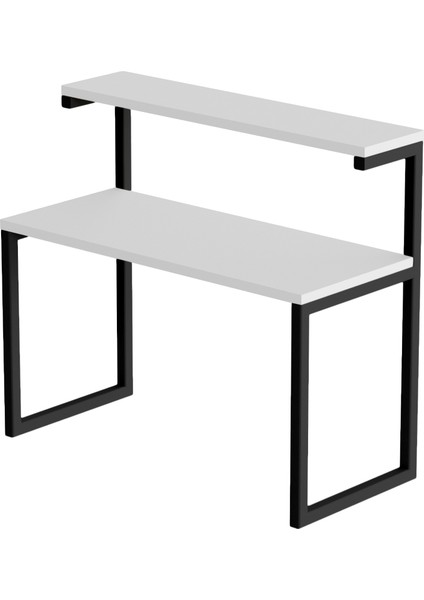 Akik 2 Raflı Metal Çok Amaçlı Mutfak Rafı / Tezgah Üstü Raf Siyah Metal - Beyaz Tabla modelleri