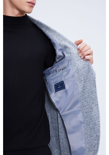 Gri Comfort Fit Mono Yaka Desenli Ceket fırsatları