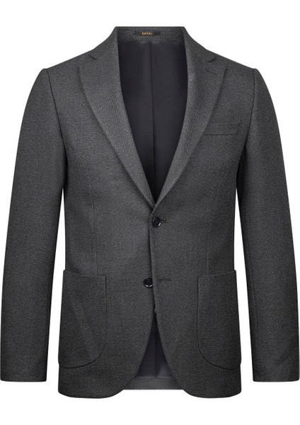 Siyah Comfort Fit Mono Yaka Klasik Ceket