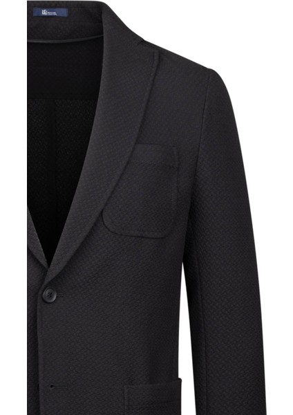Siyah Slim Fit Mono Yaka Klasik Ceket