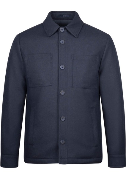 Lacivert Regular Fit Bebe Yaka Yünlü Mont