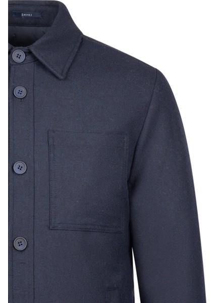 Lacivert Regular Fit Bebe Yaka Yünlü Mont modelleri