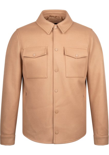 Camel Regular Fit Bebe Yaka Yünlü Kaşe Mont