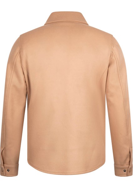 Camel Regular Fit Bebe Yaka Yünlü Kaşe Mont