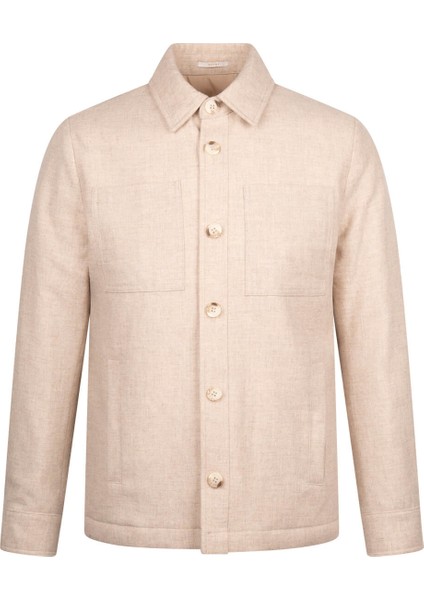 Bej Regular Fit Bebe Yaka Yünlü Mont