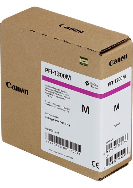 ® Canon PFI-1300 M (Magenta) Kırmızı Plotter Orijinal Mürekkep Kartuş 330 Ml. (0813C001)
