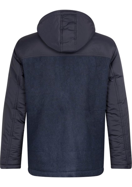Lacivert Regular Fit Hakim Yaka Yünlü Kapüşonlu Şişme Mont modelleri