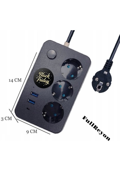 2 Metre Kablolu, Akım, Çocuk, Cihaz Korumalı, 2 USB - A, 1 Type-C, 3 Prizli Akıllı Priz Çoklayıcı modelleri