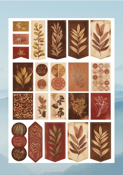 Vintage Temalı 12*17 cm Sticker / Scrapbook, Bullet Journal, Planlayıcı, Ajanda Için