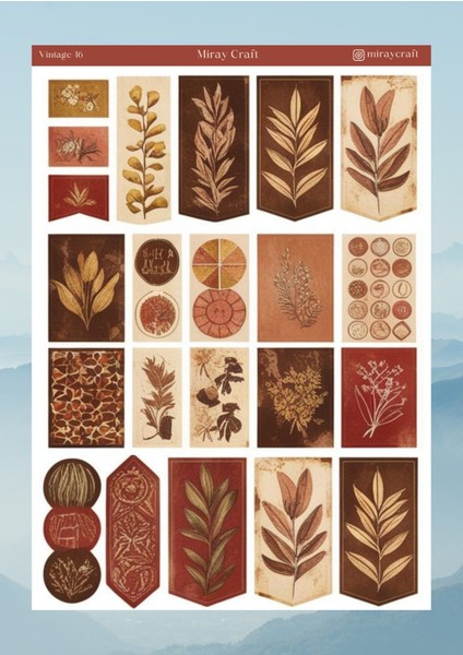 Vintage Temalı 12*17 cm Sticker / Scrapbook, Bullet Journal, Planlayıcı, Ajanda Için fiyatları