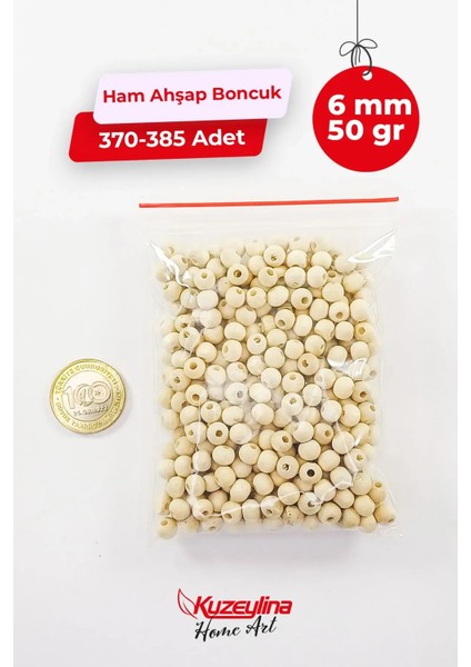 6 mm Ahşap Ham Boncuk - 50 Gram