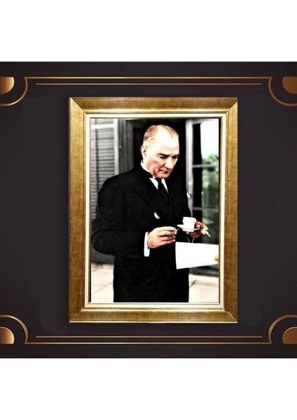 Özel Altın Seri Atatürk Paspartulu Tablo RV732