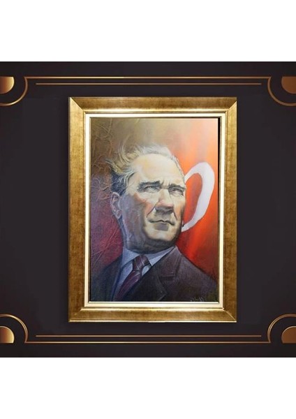 Özel Altın Seri Atatürk Paspartulu Tablo RV76