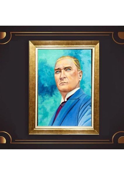 Özel Altın Seri Atatürk Paspartulu Tablo RV873