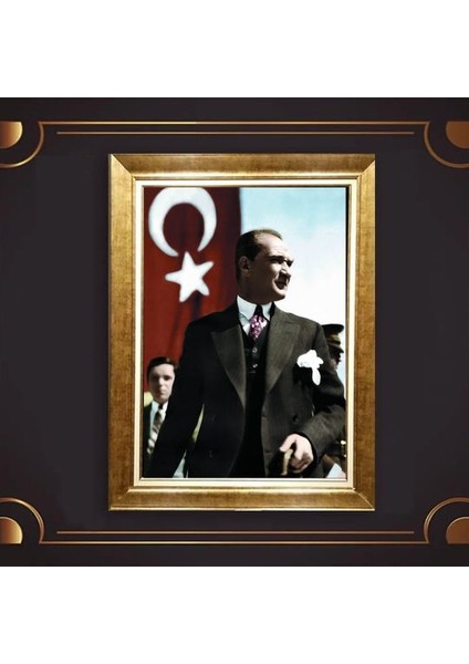Özel Altın Seri Atatürk Paspartulu Tablo RV692