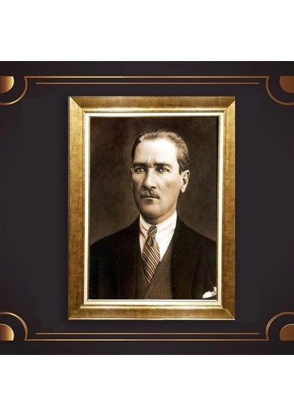 Özel Altın Seri Atatürk Paspartulu Tablo RV98