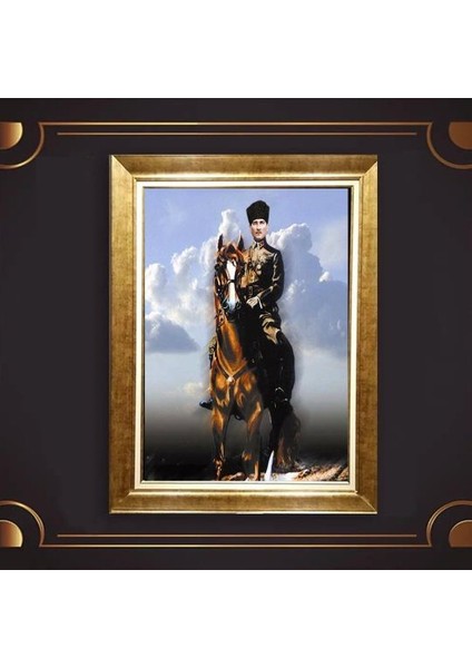 Özel Altın Seri Atatürk Paspartulu Tablo RV291