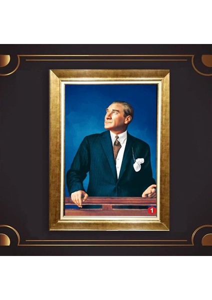 Özel Altın Seri Atatürk Paspartulu Tablo RV248