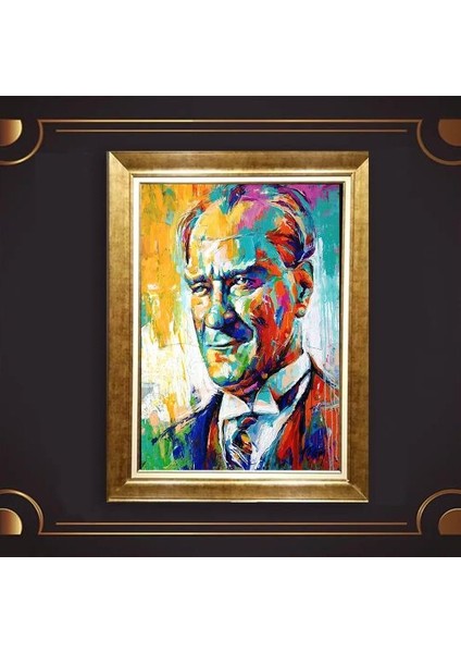 Özel Altın Seri Atatürk Paspartulu Tablo RV96